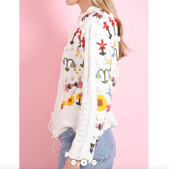 NWT! TACH AZMINA Knitted Floral Cardigan Size Medium - Picture 3 of 10